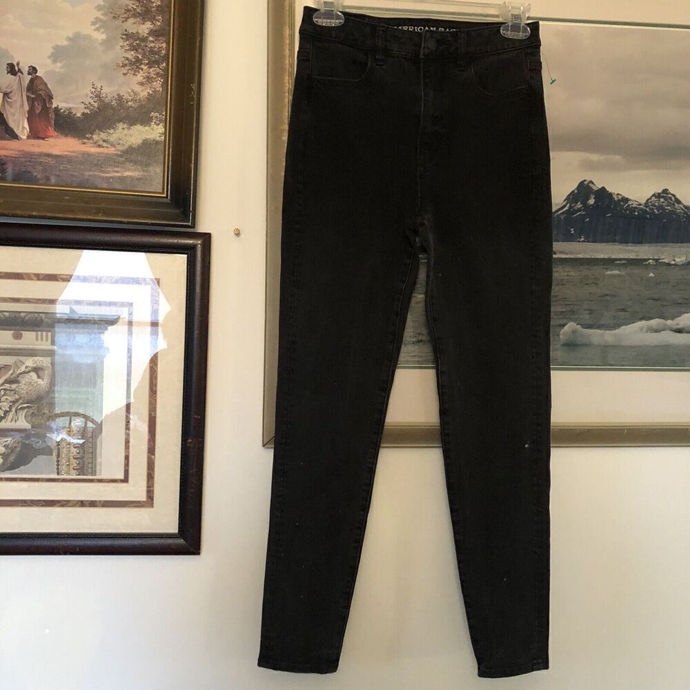 American Eagle Faded Black Highest Rise Jegging Skinny Jeans Sz 4 A158